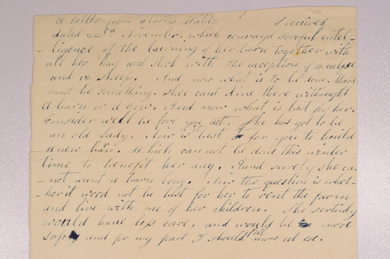 Partial Letter Written to Unknown Recipient Concerning Sad State of Clarissa Waldo, Date Unknown