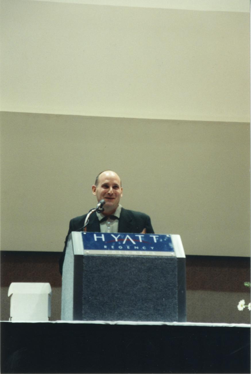 Author Jon Scieszka accepting the Jo Osborne Award for Humor in Children's Literature