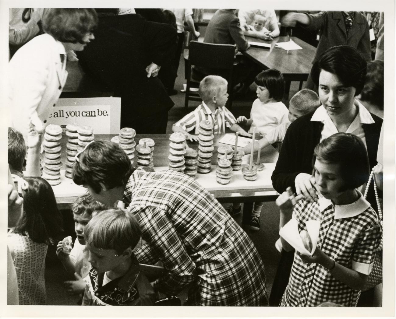 Photograph of Doughnut Table at the Worthington Public Library's National Library Week Celebration, 1968