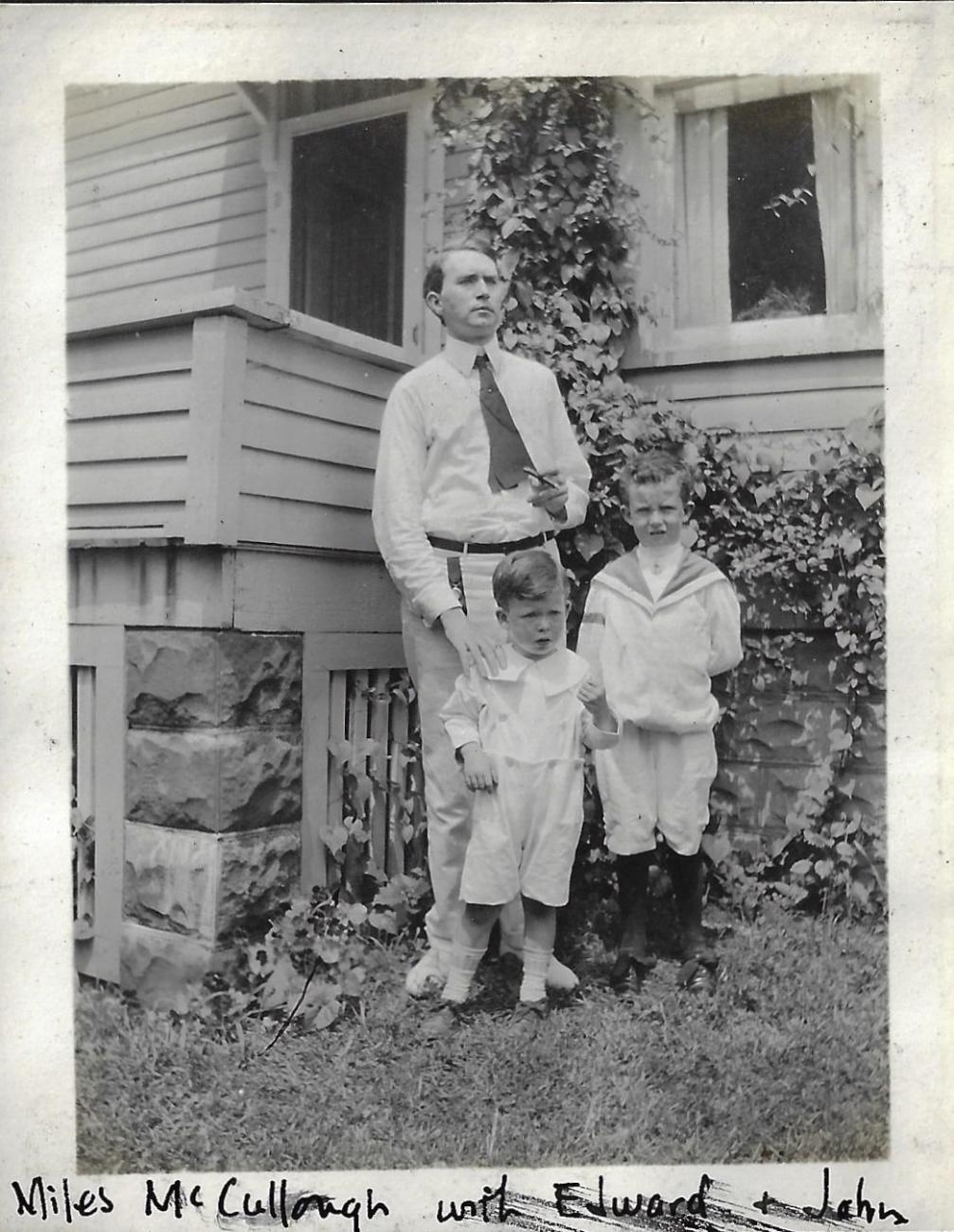 Photograph of Edward "Miles" McCullough With Sons John and Edward
