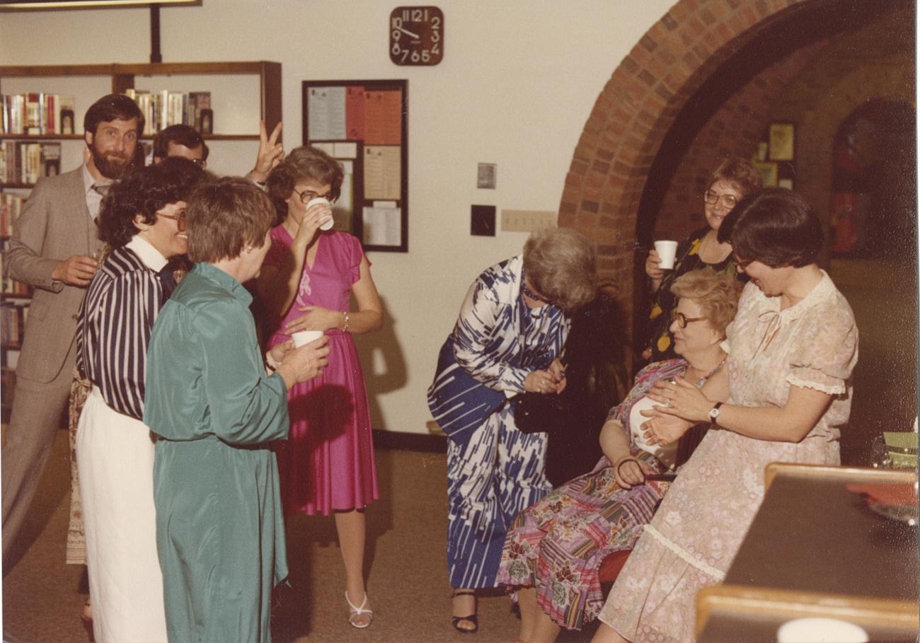 Photograph of Group on Main Floor of the Old Worthington Library for Wedding, May 8, 1982