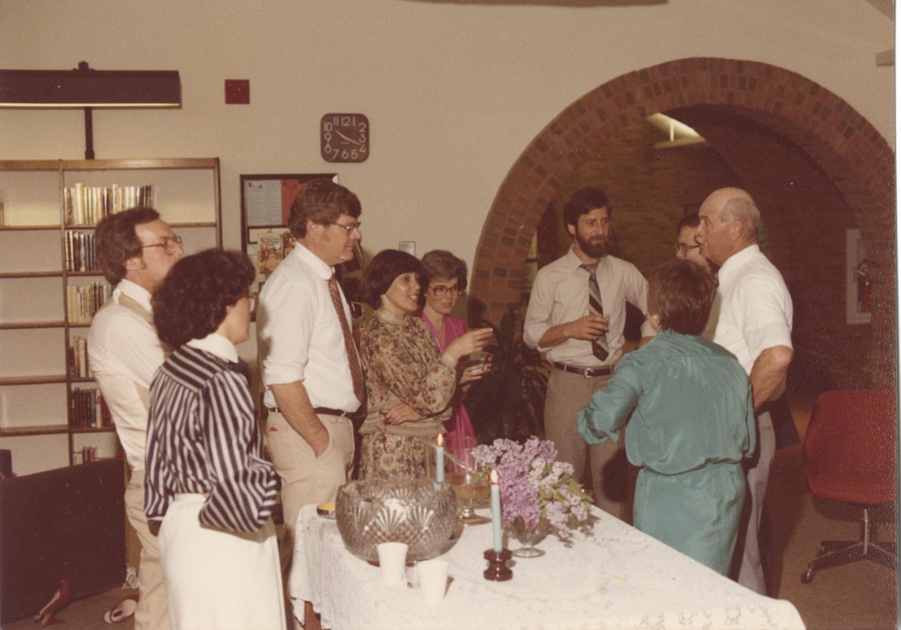 Photograph of Group on Main Floor of the Old Worthington Library for Wedding, May 8, 1982
