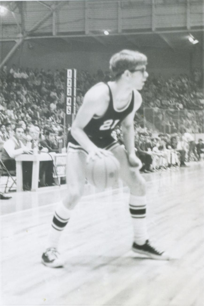 Photograph of John Snouffer Playing for Worthington High School Basketball Team, March 1970