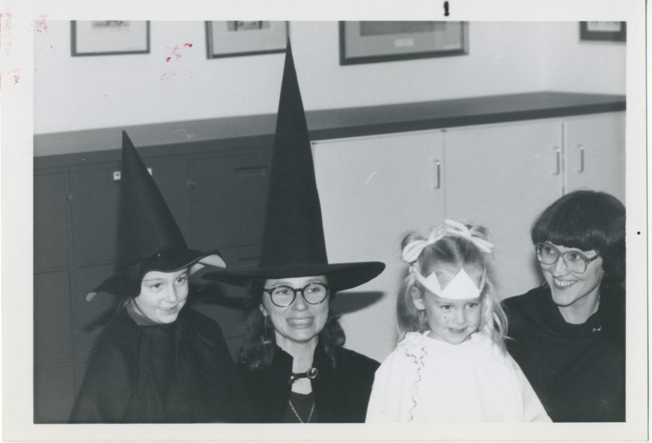 Photograph of Librarians Rachel Alexander and Jo Osborne with Children