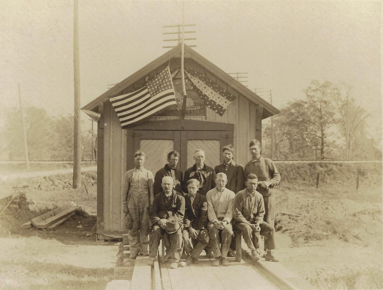 Photograph of Workers in front of Pennsylvania Railroad Handcar House