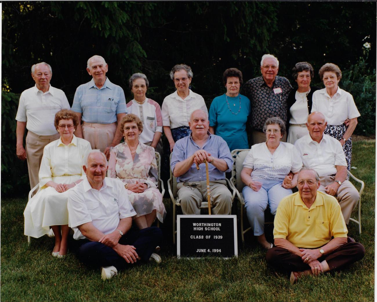 Photograph of Worthington High School Class of 1939's 55th Reunion