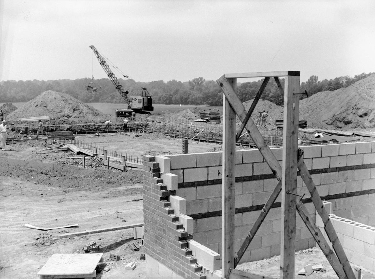 Photograph of the Construction of the Worthington Pool Looking Northwest, Summer 1954