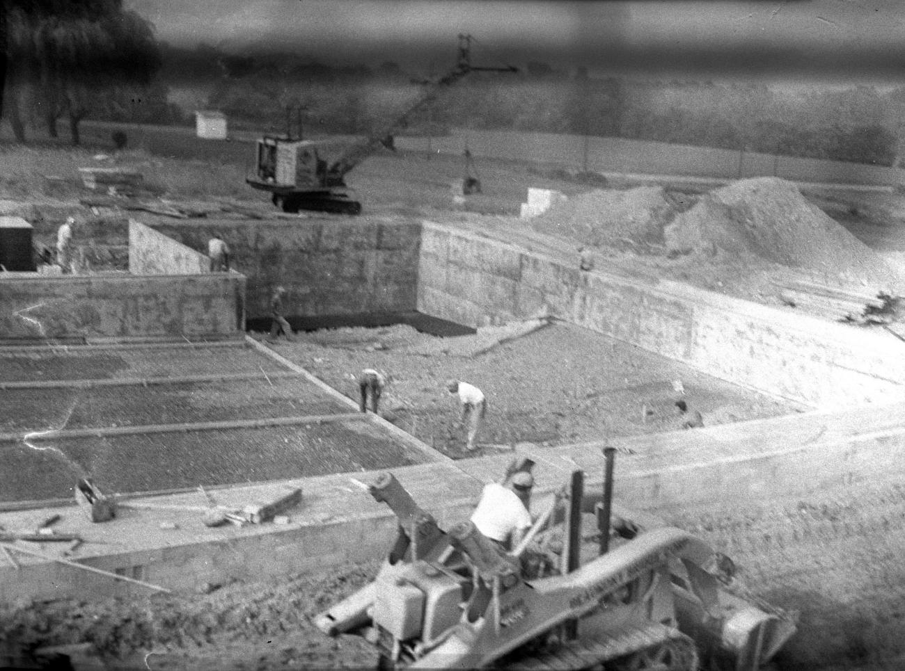 Photograph of the Construction of the Worthington Pool Looking South, Summer 1954