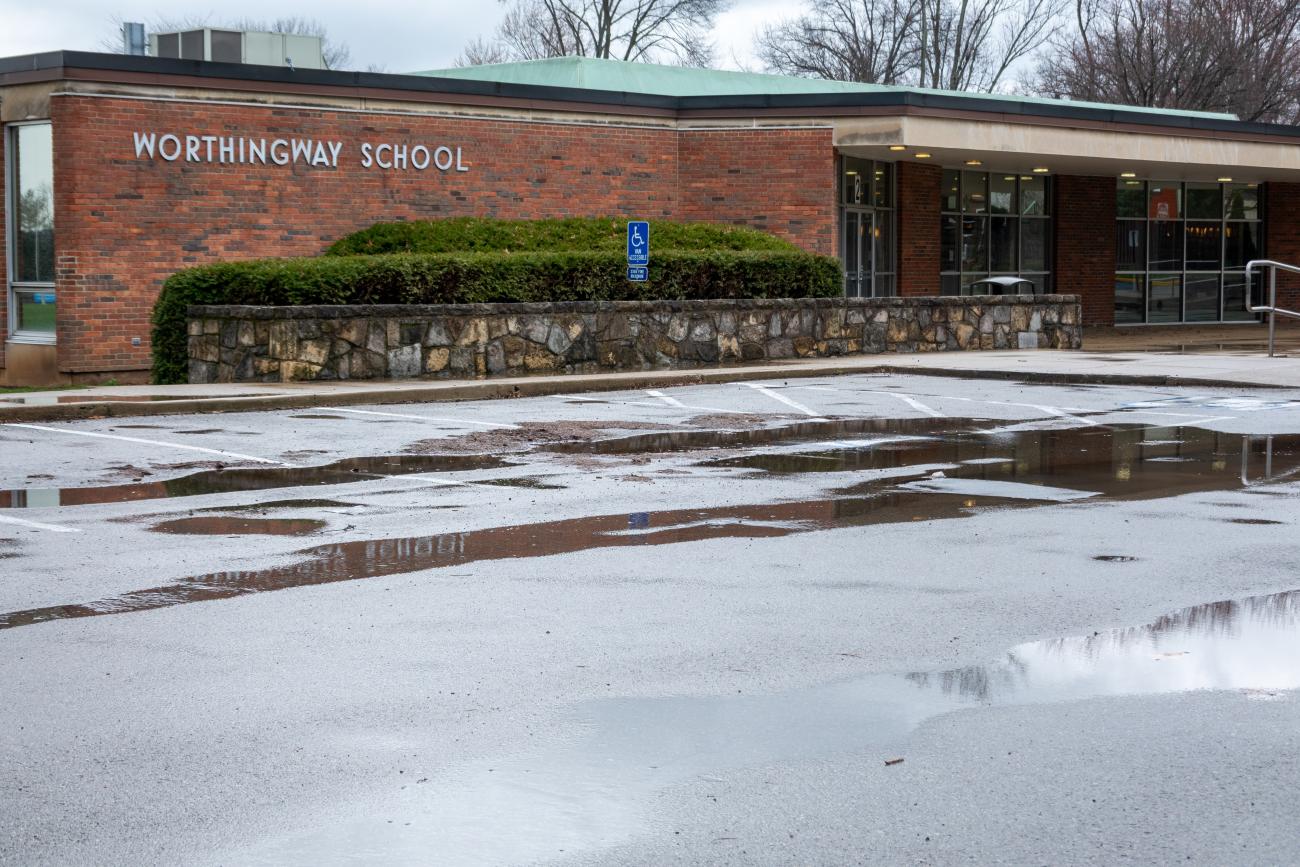 Photograph of the Parking Lot and Entrance to Worthingway Middle School