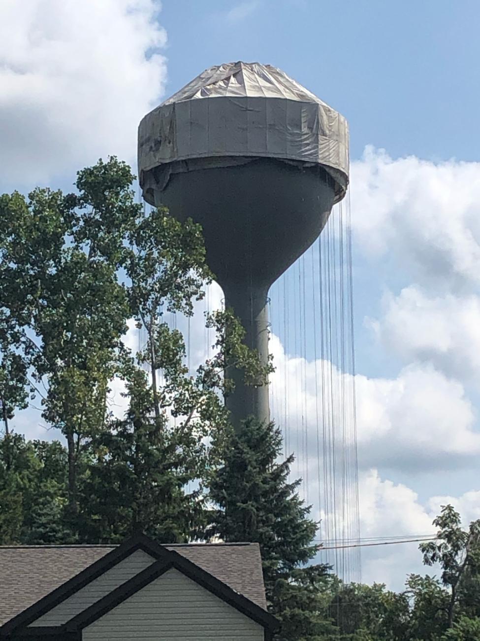 Photograph of the Worthington Hills Water Tower With a Fresh Coat of Primer, 2020