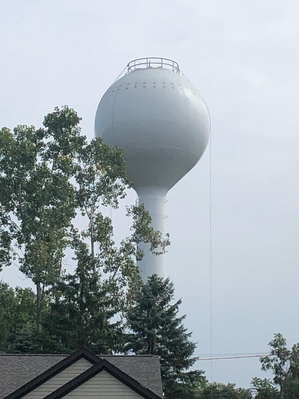 Photograph of the Worthington Hills Water Tower with Repainting Nearly Complete, 2020