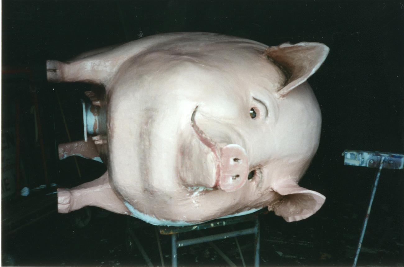 Pig Iron BBQ Statue Being Painted