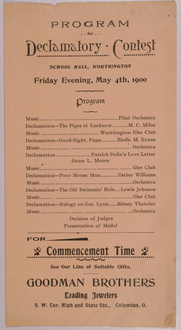 Program for Declamatory Contest