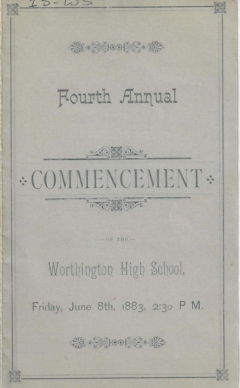 Program for Worthington High School Commencement, 1883