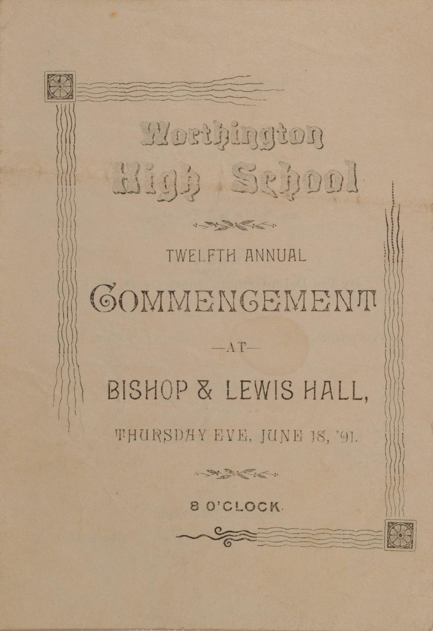 Program for Worthington High School Twelfth Annual Commencement, 1891