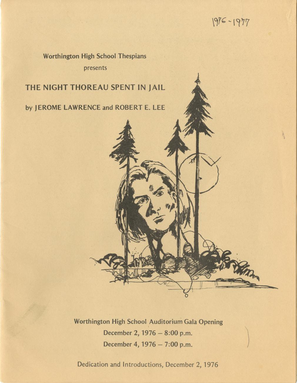 Program for the Worthington High School Production of "The Night Thoreau Spent in Jail"