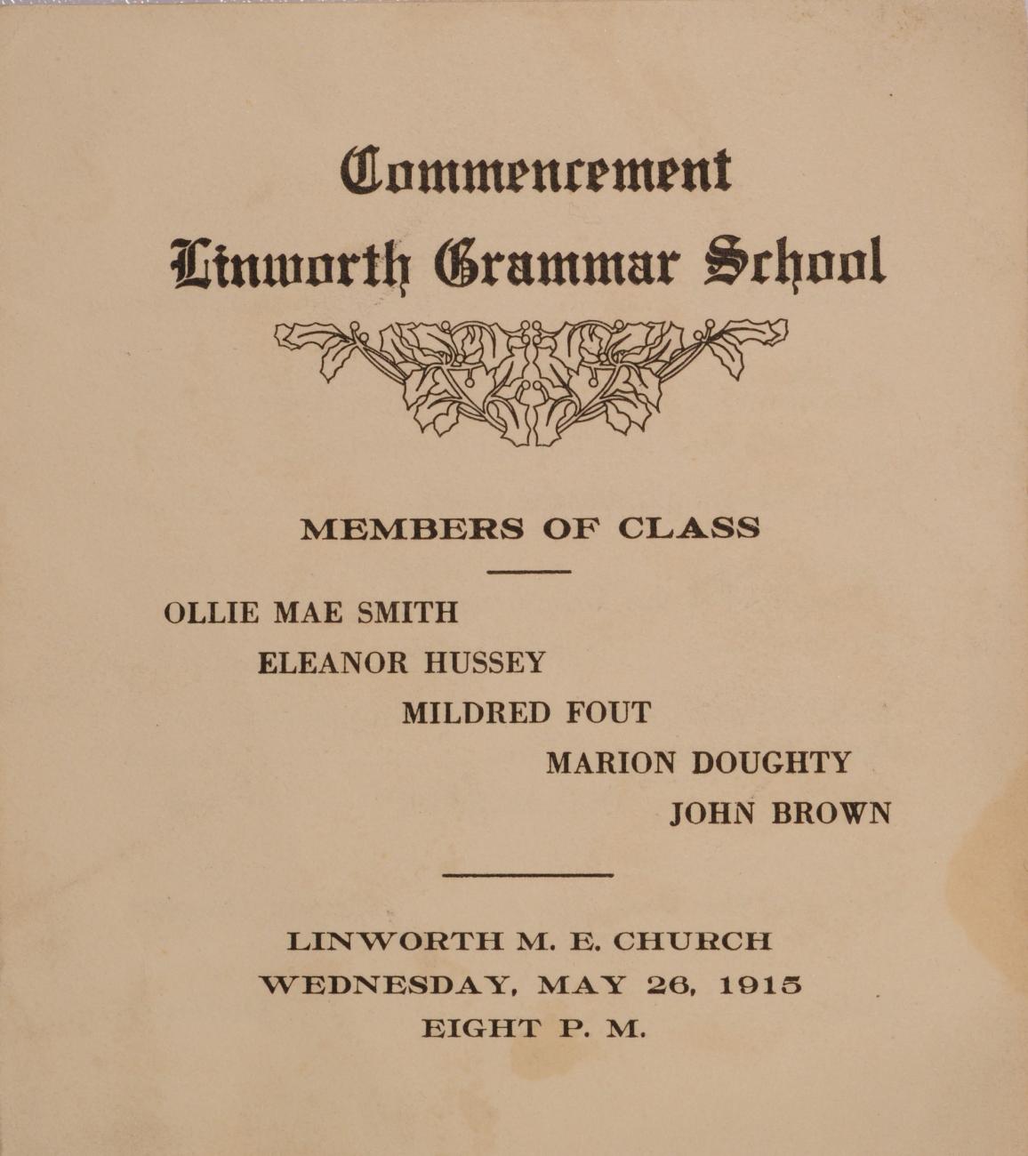 Program from Linworth Grammar School Commencement, 1915