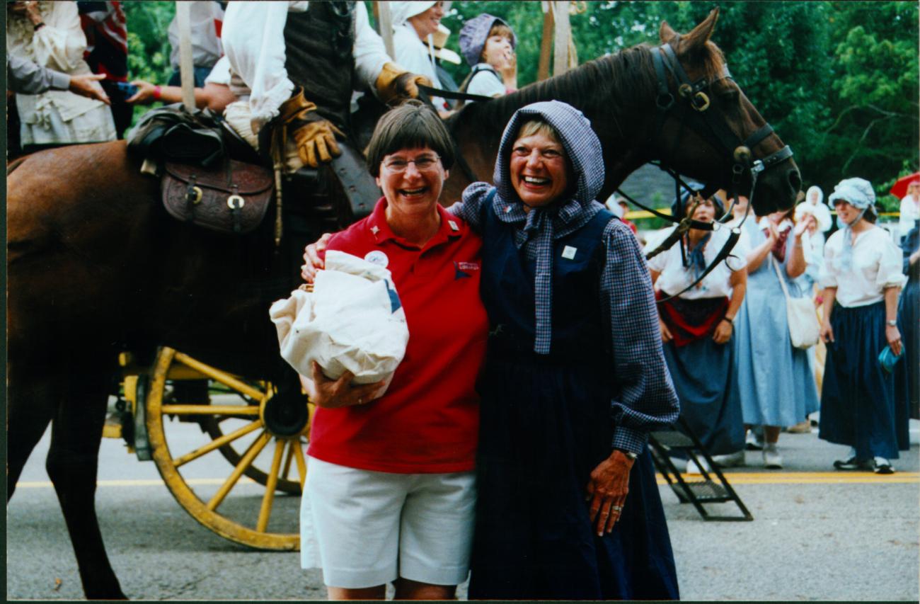 Recieving Library Books from Wagon Train