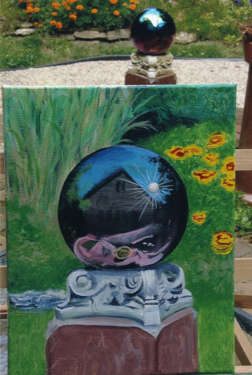 "Reflections" Painting by William (bc) (Bill) Collins Shown with its Source Material