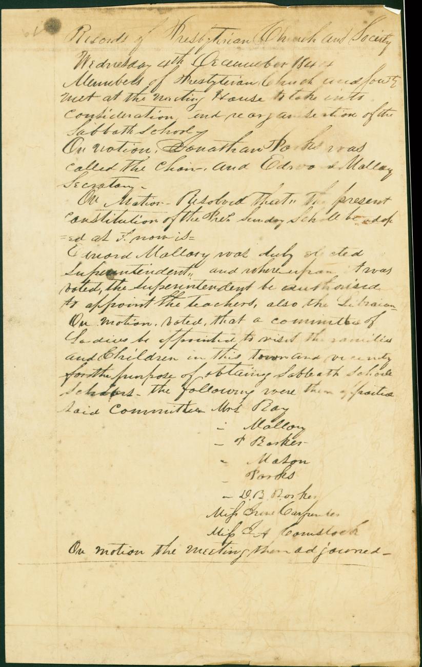 Reorganization of Sabbath School