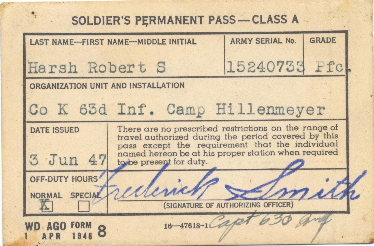 Soldier's Permanent Pass