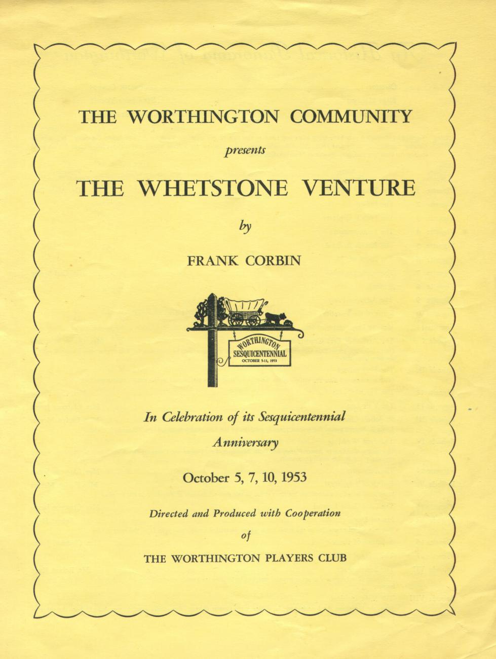 The Worthington Community Presents The Whetstone Venture by Frank Corbin
