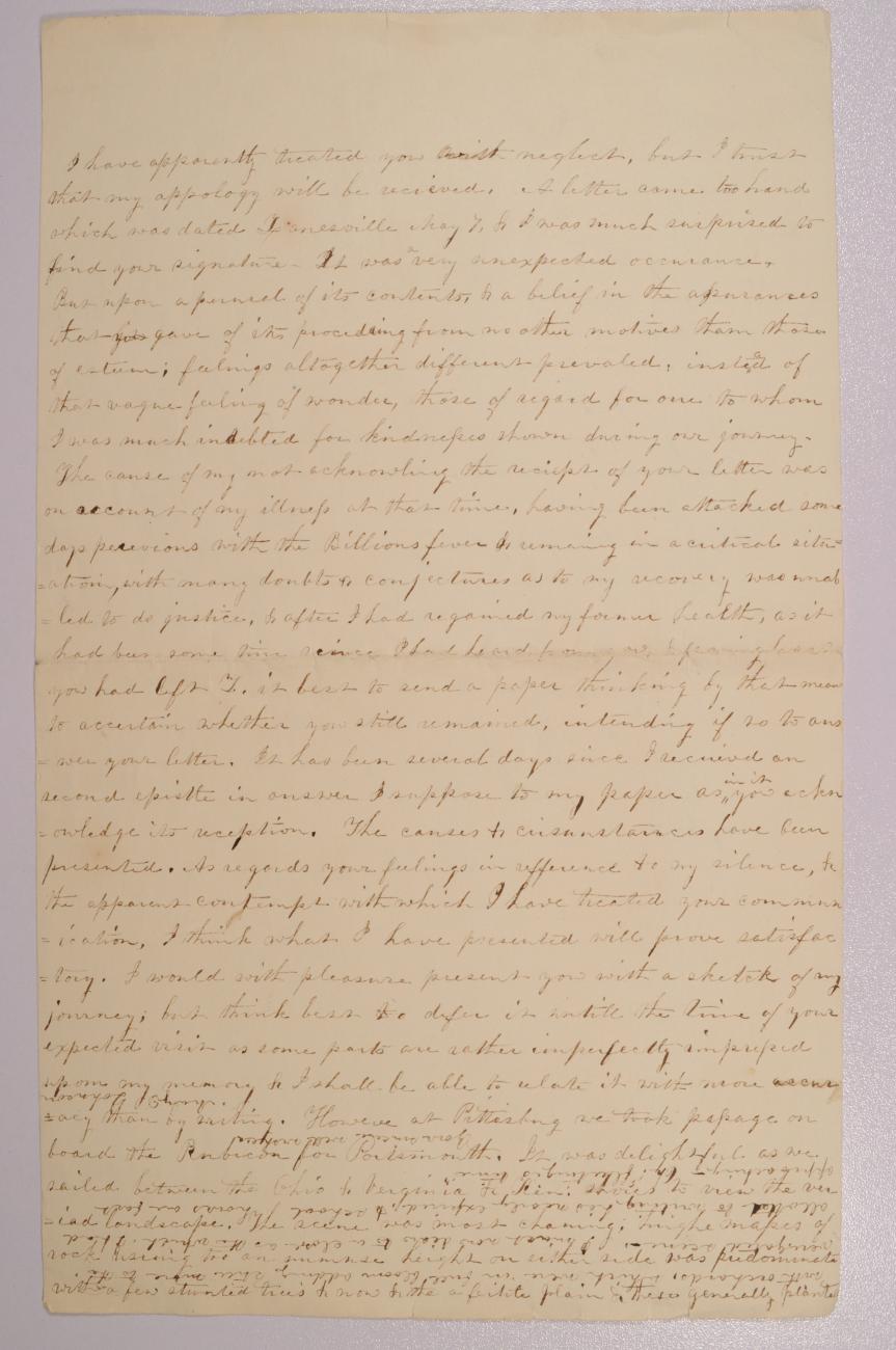 Unfinished Draft of Letter Written by Mary Johnson, Likely to John Worman