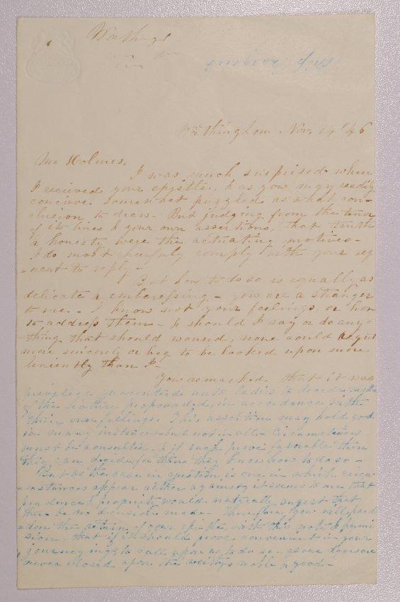 Unsigned Draft of Letter to Leander Holmes of Chicago, Illinois from Mary Johnson of Worthington, Ohio