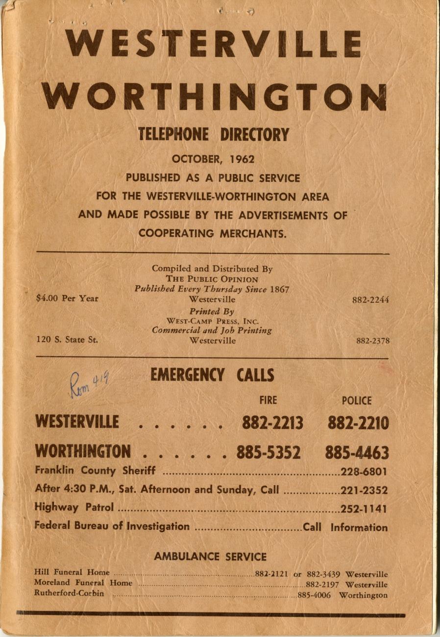 Westerville Worthington Telephone Directory