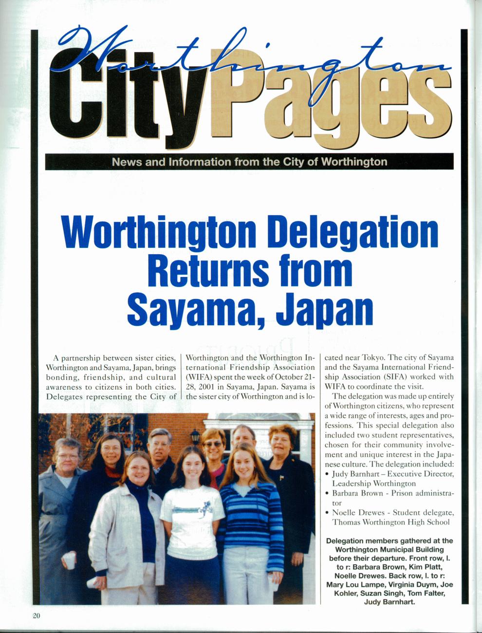Worthington Delegation Returns from Sayama Japan