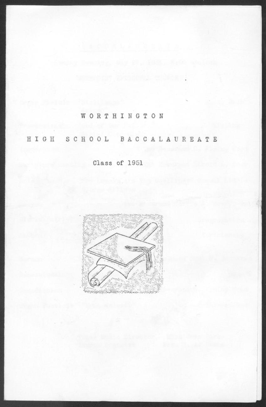 Worthington High School Baccalaureate: Class of 1951