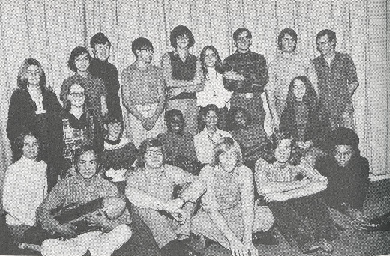Black and white group photograph of high school students