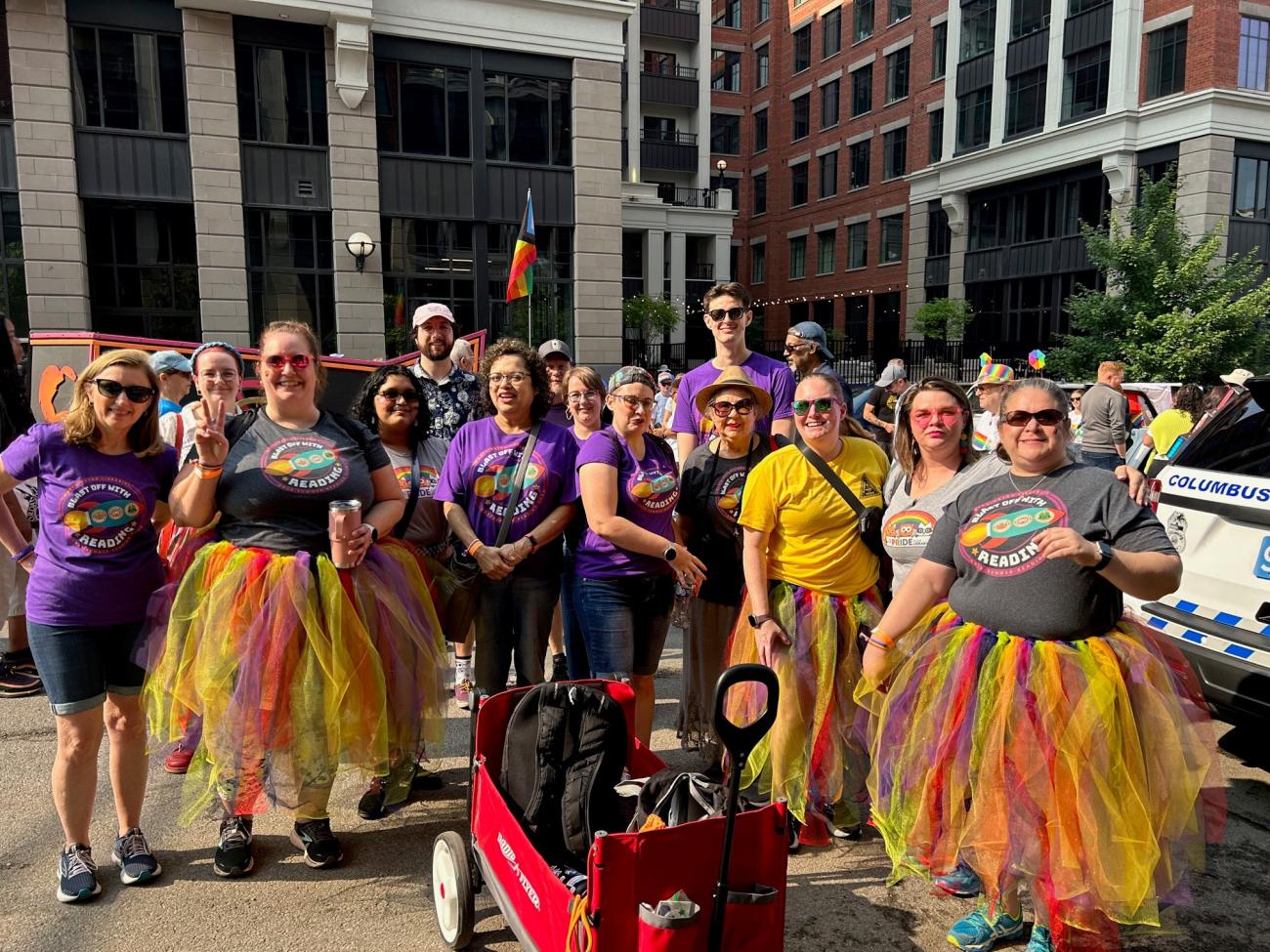 Worthington Libraries Marchers Posed at the 2023 Stonewall Columbus Pride March