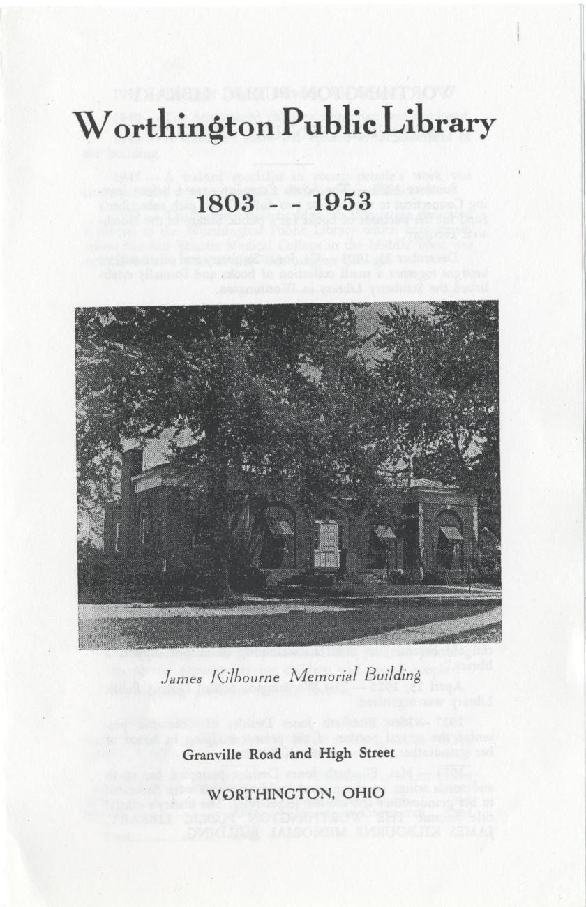 Worthington Public Library 1803-1953