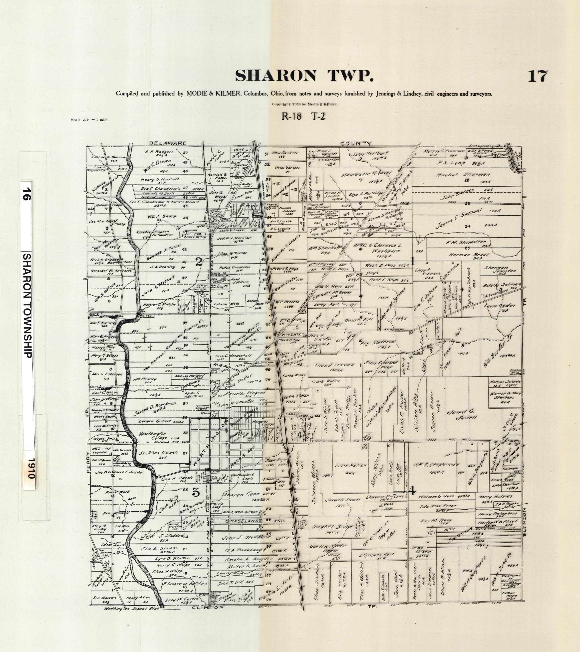 1910 Property Map of Sharon Township, Franklin County, Ohio
