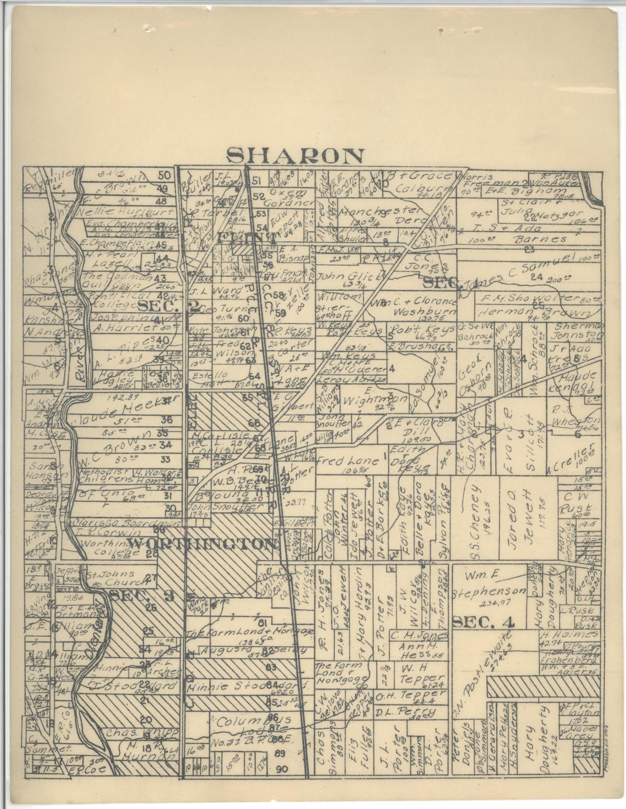 1919 Property Map of Sharon Township, Franklin County, Ohio