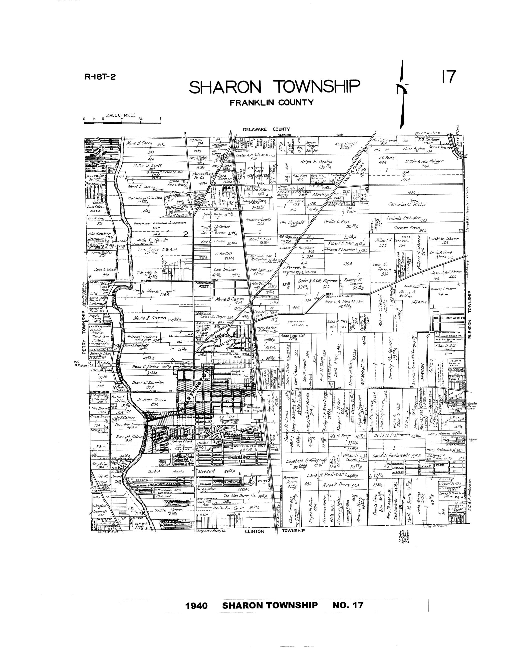 1940 Map of Sharon Township, Franklin County, Ohio