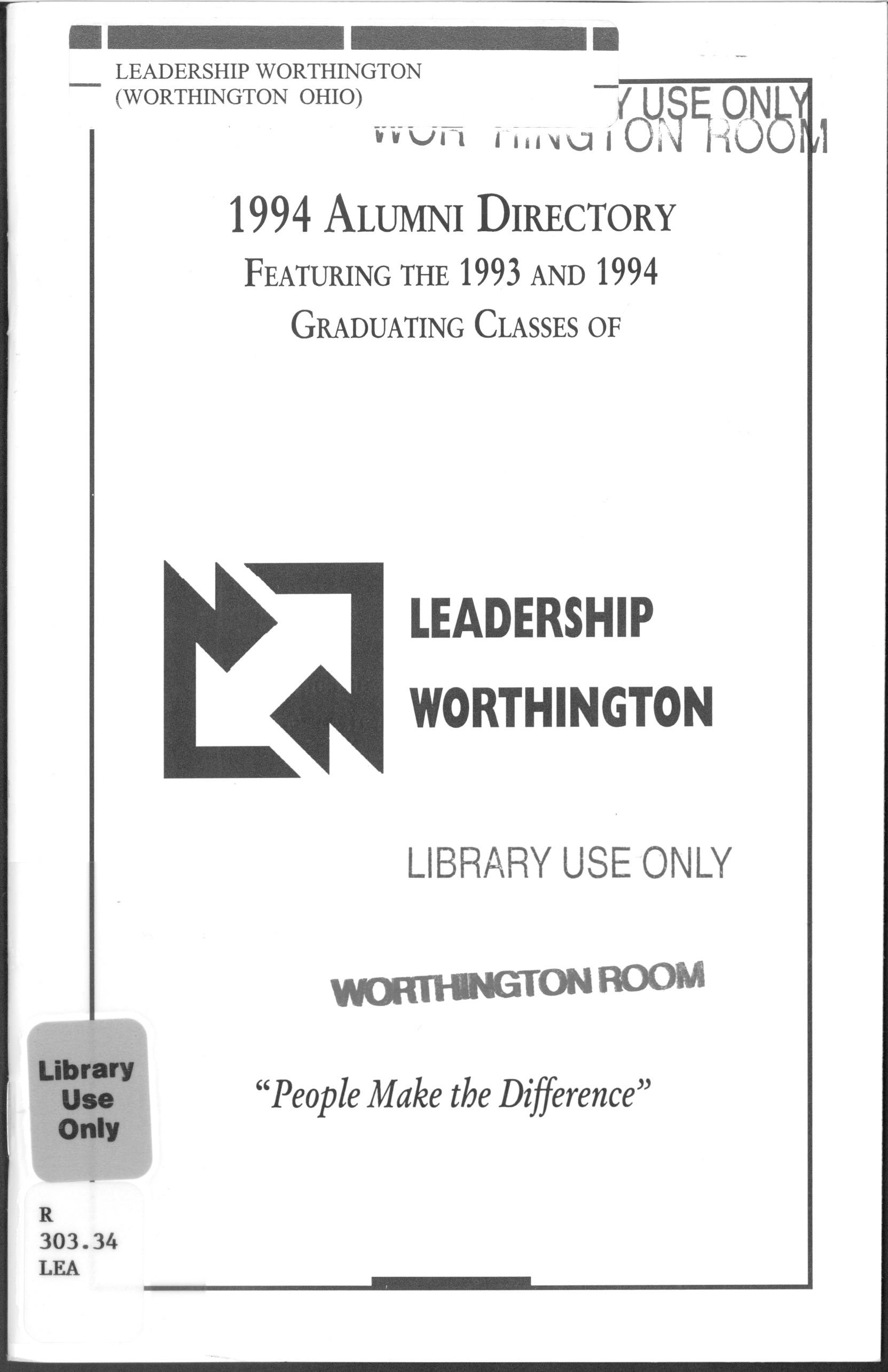 1994 Alumni Directory Featuring the 1993 and 1994 Graduating Classes of Leadership Worthington