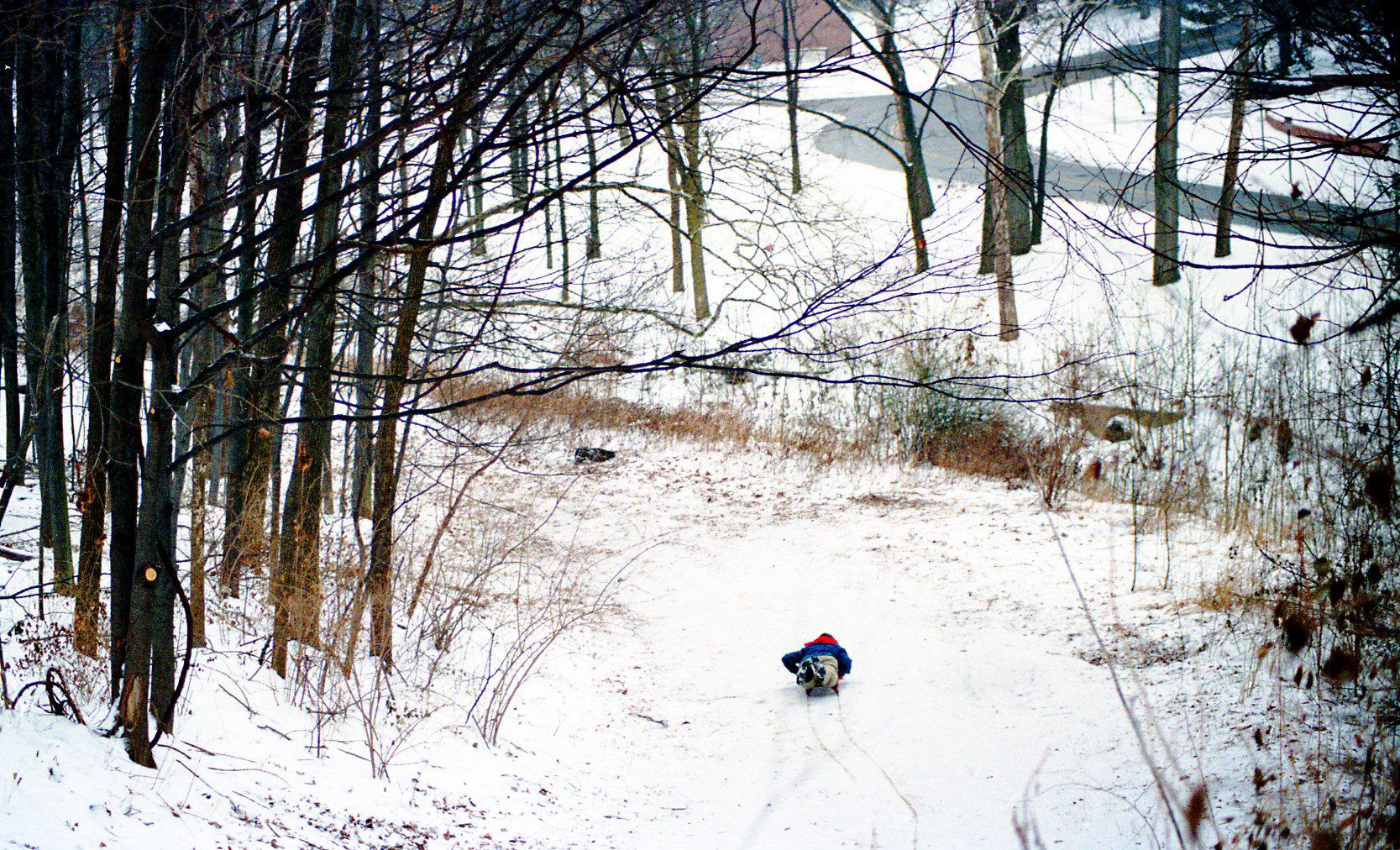 A. V. Shirk Sledding Down "Devil's Hill" Sled Run