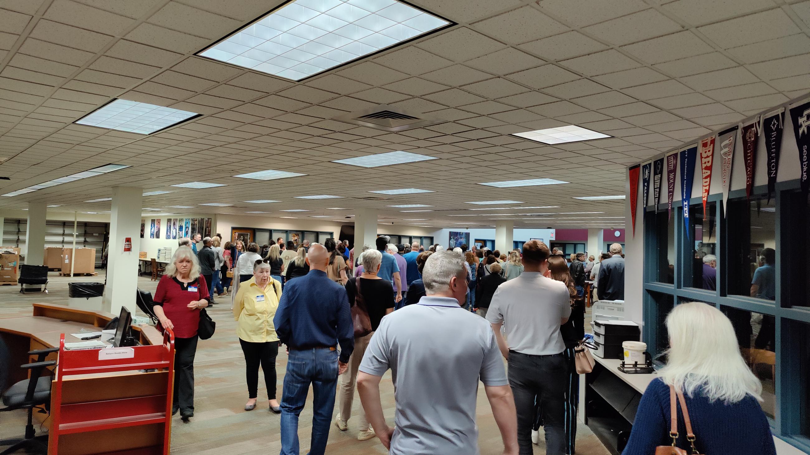 Attendees at the Thomas Worthington High School Alumni Tour, Gathered in Library