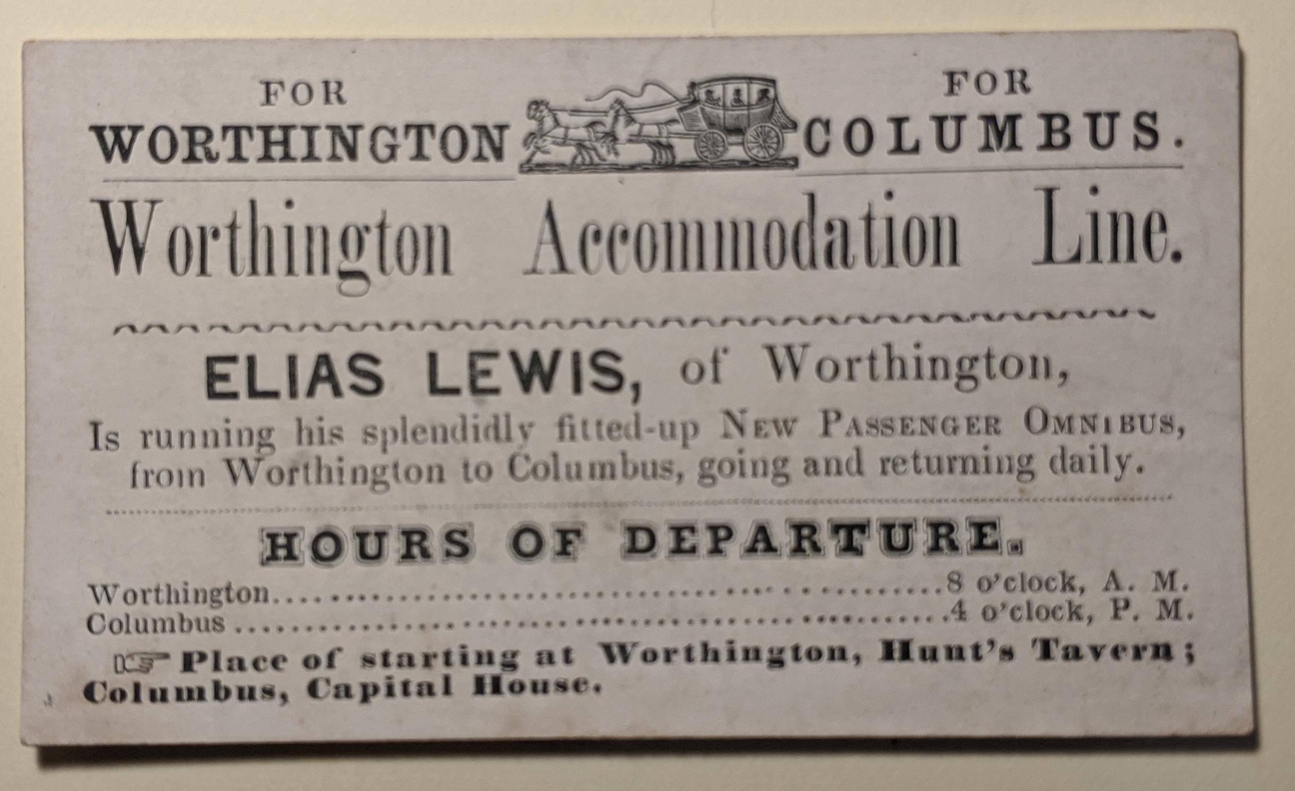 Business Card for Worthington Accomodation Line