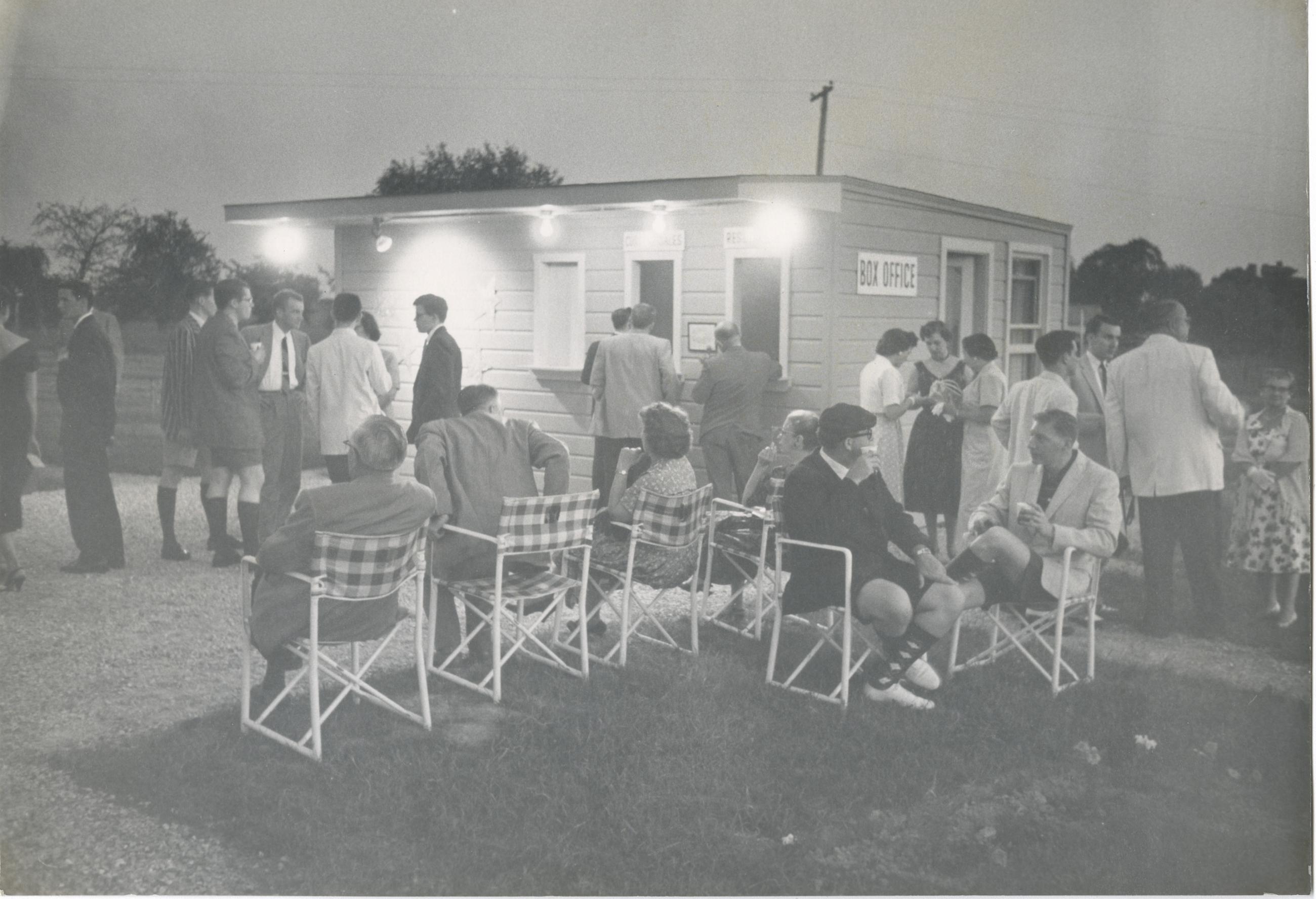Crowd Gathered Around the Box Office at Playhouse on the Green