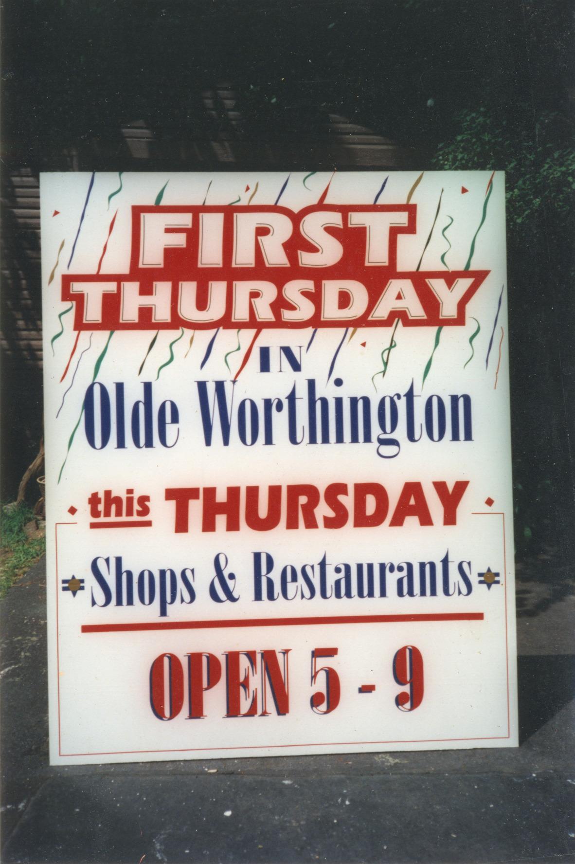 First Thursday in Olde Worthington Sign