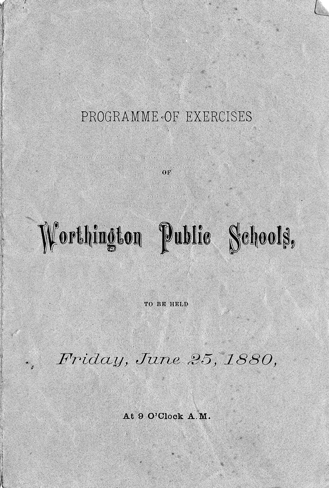 First commencement program of Worthington Public Schools