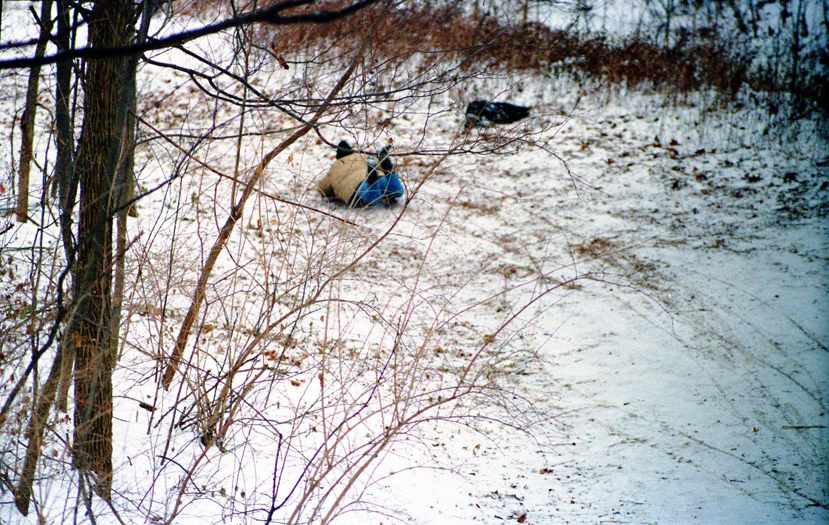 Leslie Fetzer Sledding Down "Devil's Hill" Sled Run