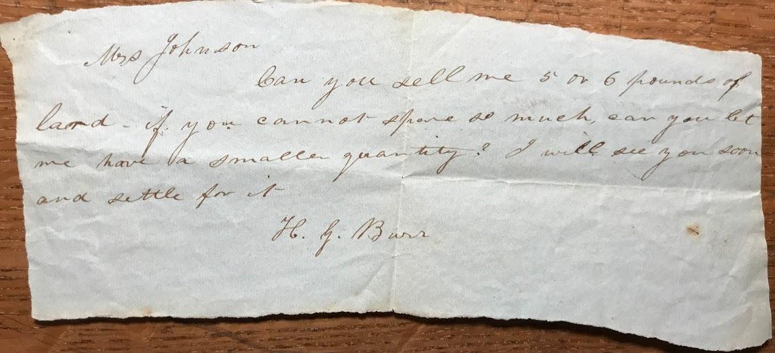 Letter to Achsa Johnson of Worthington, Ohio from H.G. Burr