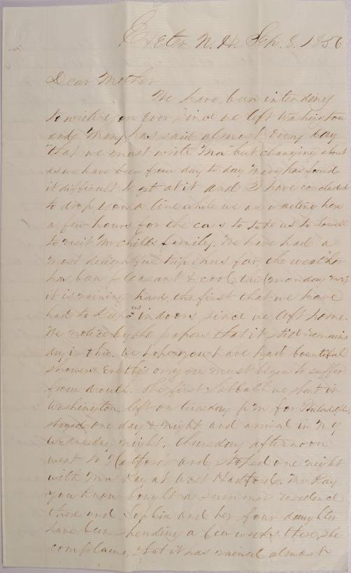 Letter to Achsa Johnson of Worthington, Ohio from Francis Sessions in Exeter, New Hampshire