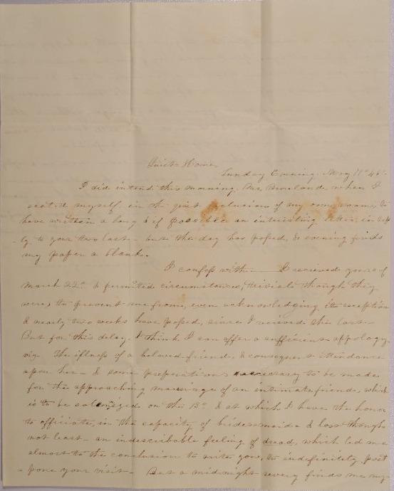 Letter to James M. Moreland of Henderson, Kentucky from Mary Johnson, Worthington, Ohio