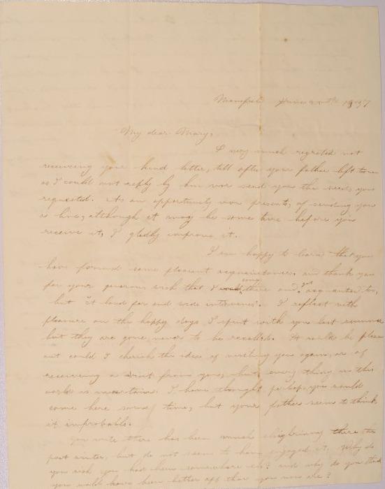 Letter to Mary Johnson of Worthington, Ohio from M.A. Moptiff of Connecticut