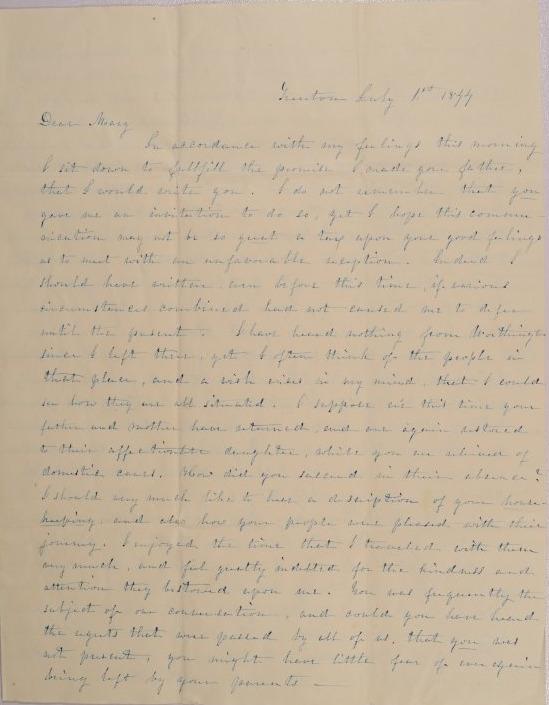 Letter to Mary Johnson of Worthington, Ohio from Evaline P. Smith of Trenton, New Jersey